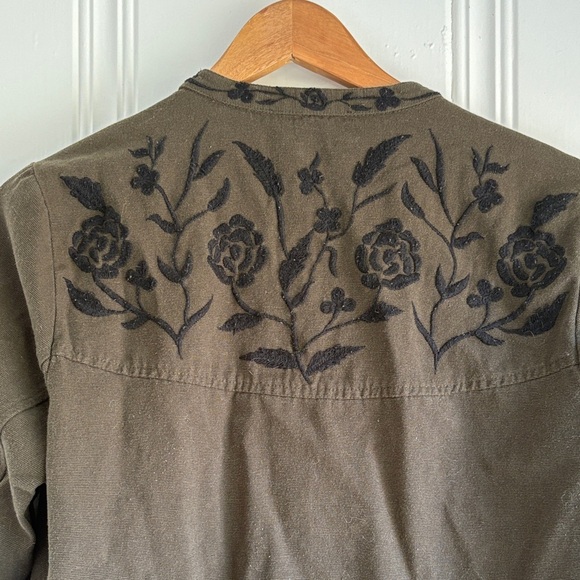 Lucky Brand Army Green Embroidered Utility Jacket 100% Cotton - Picture 3 of 8
